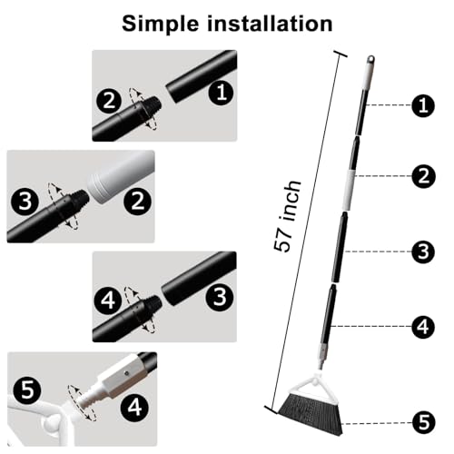 Heavy Duty White Angle Broom with Long Handle - 2 Pack - color: 2pack White