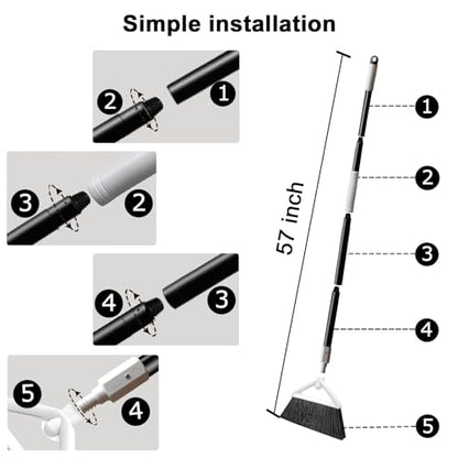 Heavy Duty White Angle Broom with Long Handle - 2 Pack - color: 2pack White