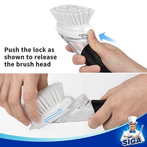 MR.SIGA Soap Dispensing Dish Brush Storage Set, Kitchen Brush with Holder