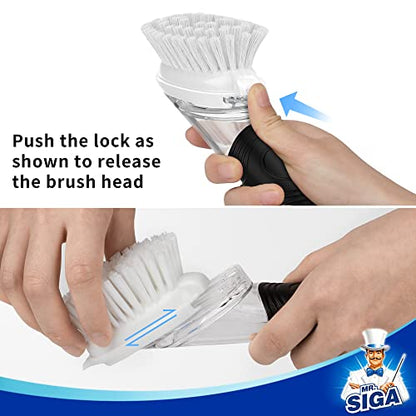 MR.SIGA Soap Dispensing Dish Brush Storage Set, Kitchen Brush with Holder