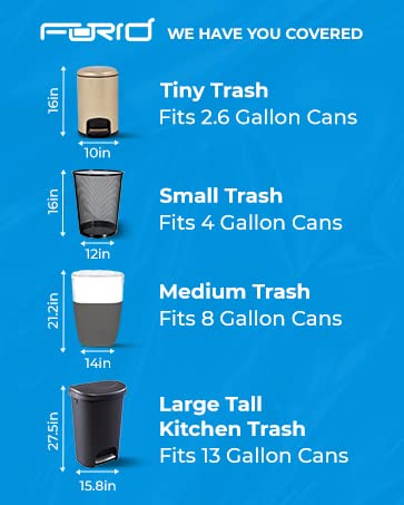 FORID Black Small Trash Bags, 8 Gallon Garbage Bags, Wastebasket Bin Liners 110 Count Plastic Trash Bags for Bathroom Bedroom Office Garbage Can 15 Liters - Durable & Thick Trash Bag - size: 8 Gal (Pack of 110)