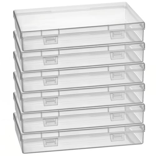 Goodma 6 Pieces Rectangular Empty Mini Clear Plastic Organizer Box - size: 180 x 110 x 30 mm