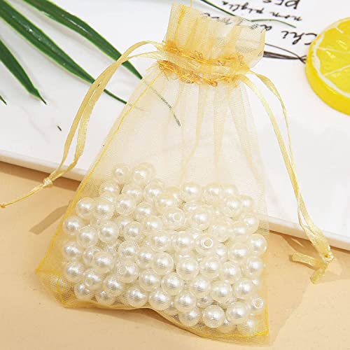 Sheer Organza Mesh Drawstring Gift Favor Bags 100 Count 5x7 Inch Gold - color: Gold 5x7in 100pc