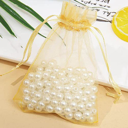 Sheer Organza Mesh Drawstring Gift Favor Bags 100 Count 5x7 Inch Gold - color: Gold 5x7in 100pc
