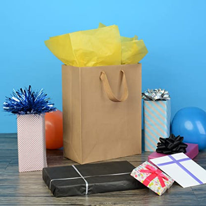 Prime Line Packaging Small Brown Gift Bags with Handles, 6x3x9 In, 50 Pack - size: 1 Count (Pack of 50)