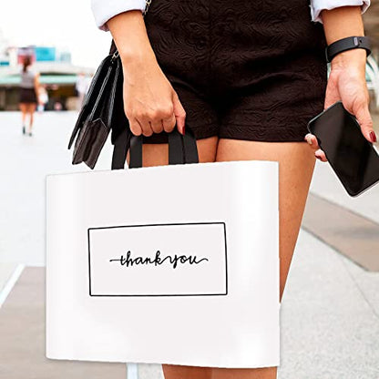 Thank You Shopping Bags - Soft Loop Handles White 50Pcs 10x12In - color: White, style: 10x12 in