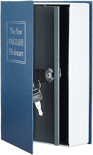 Amazon Basics Portable Diversion Book Safe, Secret Hidden Lock Box with Key Lock for Valuables, Hidden Storage Compartment Disguised as a Book, Large, Blue (Pack of 10) - size: Large (Pack of 10)