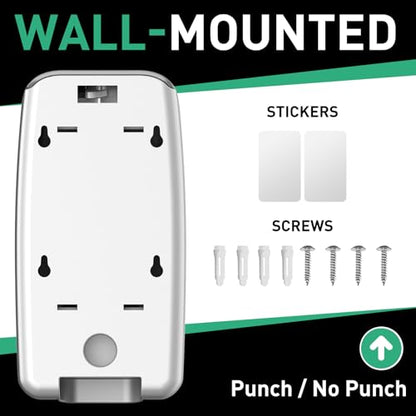 Commercial Soap Dispenser Wall Mount Manual Pump Hand Soap Dispenser 800ml Gel Liquid Hand Sanitizer Dispenser Self Adhesive for Home Bathroom (White) - color: White