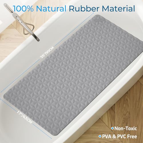 Non Slip Bathtub Mat for Bath Tub Shower - 268 Vacuum Suction Cups - color: Gray, size: 35" x 17" (Rectangular)