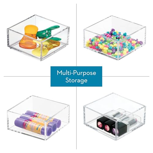 iDesign Clarity Plastic Drawer Organizer, Clear, X-Small, 4" x 4" x 2" - size: XS