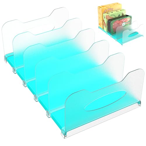 Freezer Organizer,12" Visible Fridge Organizer Rack with Removable Dividers - color: Mint Green