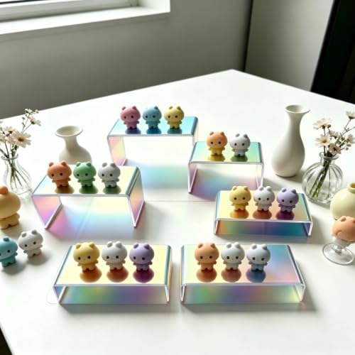 Wider Holographic Acrylic Risers 6 Pcs 4 Inch for Countertop Organizer - color: Holographic 6 PCs