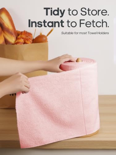Fantasticlean Microfiber Cleaning Cloth Roll -75 Pack, 12" x 12" (Pink) - color: Pink, size: 75 pack