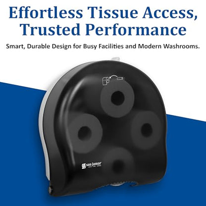 San Jamar Classic Carousel Tissue Dispenser with 4-Stations that hold 4 Rolls for Public Restrooms, Black Pearl