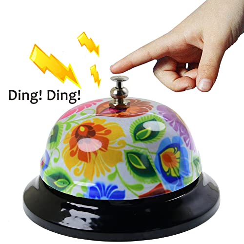 Call Bell Desk Service Bell Ding for Restaurant Hotel Room Kitchen Party Office Elderly Large White Pattern Bell,3.3 inch - color: White- Pattern