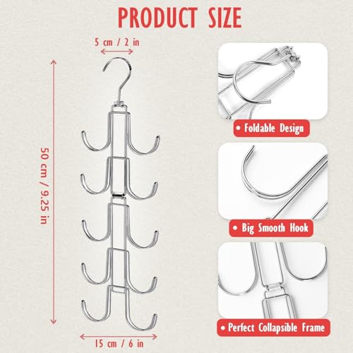 Purse Organizer for Closet: Upgraded Purse Hanger with 10 Big Hooks - style: Silver01