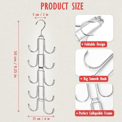 Purse Organizer for Closet: Upgraded Purse Hanger with 10 Big Hooks - style: Silver01