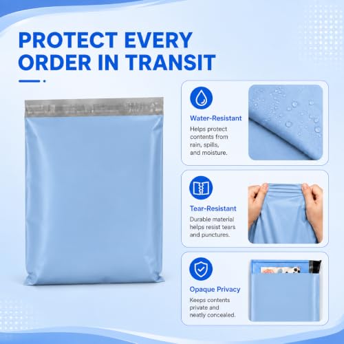 Metronic Poly Mailers 14.5x19 400PC Large Shipping Bags for Small Business - color: Light Blue, size: 14.5x19 400PC