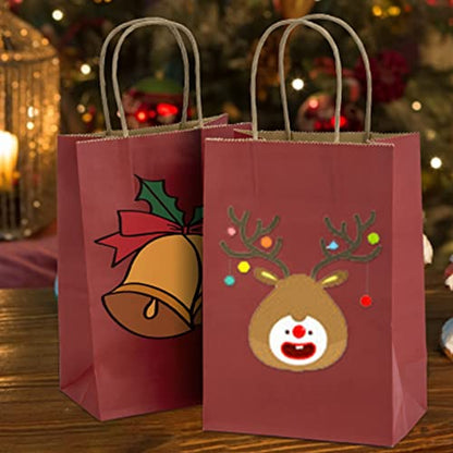 Small Gift Bags with Handles,50pcs Kraft Paper Bags Bulk,Red - color: Red