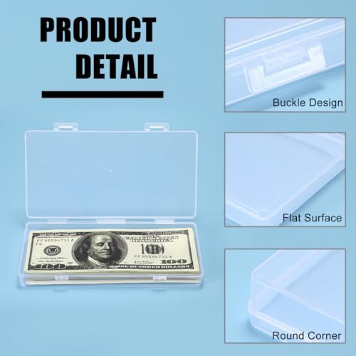 Hipiwe 4 Pack Plastic Money Organizer Clear Cash Currency Box with Lid - size: 4 Pack