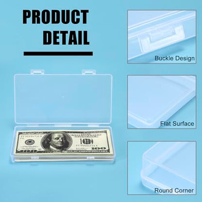 Hipiwe 4 Pack Plastic Money Organizer Clear Cash Currency Box with Lid - size: 4 Pack