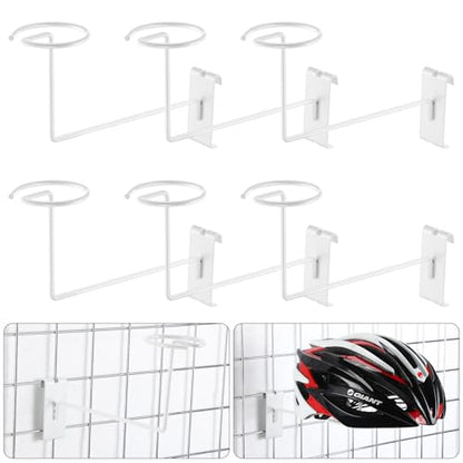 Blulu 6 Pcs Hat Displayer for Gridwall, Metal Hat Helmet Rack, White - color: White