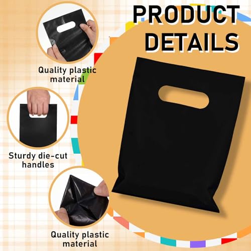 Maitys Black 300 Pcs Small Plastic Bags with Handles 5x7 for Business - color: Black