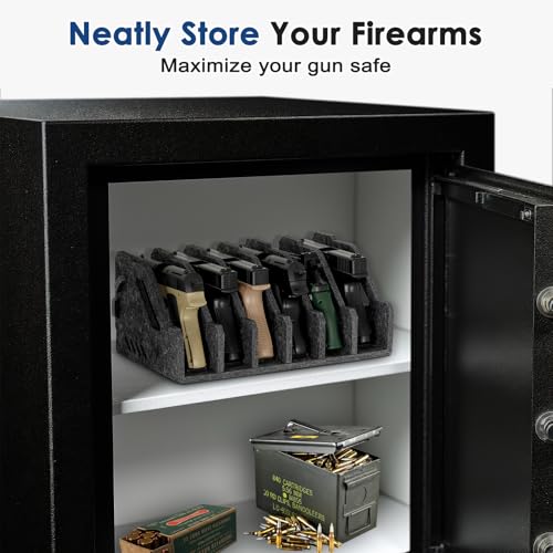Pistol Rack for Gun Safe, Soft Felt, Handgun Rack, Revolver Firearm Holder - color: 6 Slots