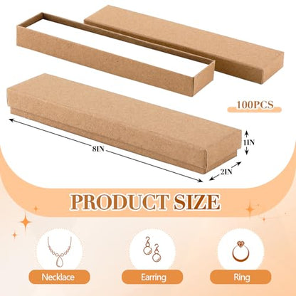 Nosiny 100 Pack Kraft Jewelry Boxes 8x2x1 Necklace Bracelet Gift Boxes