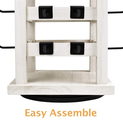 Ikee Design 5 Tiers Wood Rotating Jewelry Earring Display 42 Hooks - color: 4 side, Wash White, 42 hooks