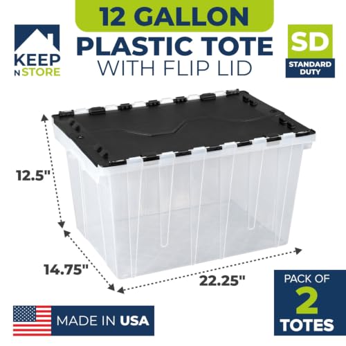 12 Gallon Clear Storage Tote with Flip Lid, Standard Duty, Pack of 2 - style: Pack of 2