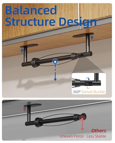 RUACQ Paper Towel Holder Under Cabinet, One Hand Tearing, Matte Black - color: Matte Black, size: One Hand Tear - Oval