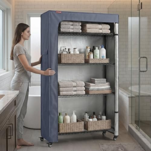 Waterproof Shelving Cover for Wire Shelving, Fits 36"W x 18"D x 54"H - color: Grey, size: 36"Wx18"Dx54"H