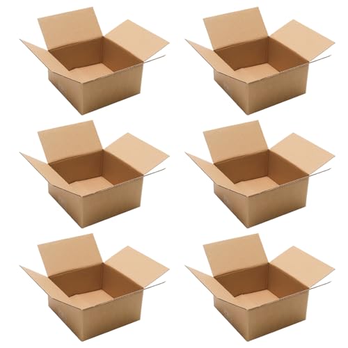 6 Pack 8x8x4 Shipping Boxes Brown Corrugated Cardboard Mailers - size: 8x8x4in