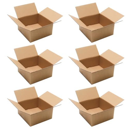 6 Pack 8x8x4 Shipping Boxes Brown Corrugated Cardboard Mailers - size: 8x8x4in