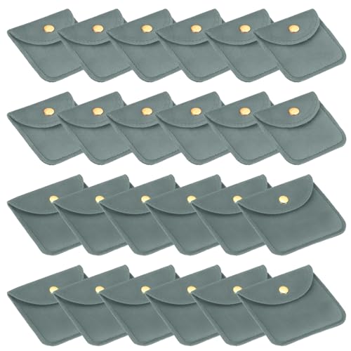 PATIKIL Velvet Jewelry Pouches, 24 Pcs Jewelry Packaging Gift Bags with Snap Button for Bracelet Rings Watch Necklace, (2"x2"/3"x3") Gray - color: Gray