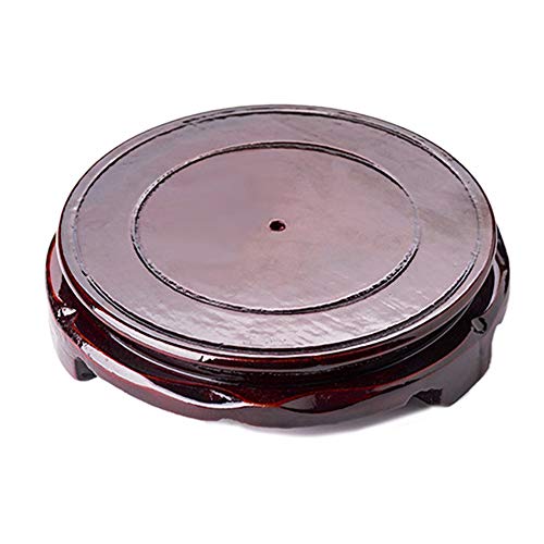 Brown Wood Oriental Style Round Veneer Base (8.7" w X 1.3" h) - color: Non-rotatable, size: 8.7"Inside Diameter