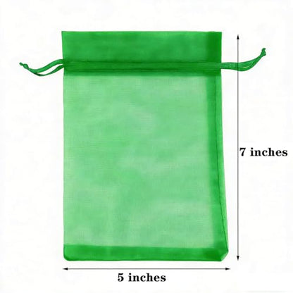 TICBRY 5x7 Inch Sheer Organza Mesh Drawstring Gift Bags Green Pack of 50 - color: Green, size: 5x7 Inch (Pack of 50)