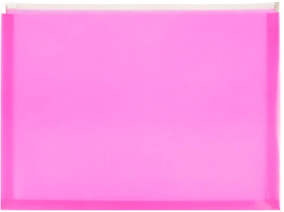 JAM PAPER Plastic Envelopes with Zip Closure - Letter Booklet - 9 3/4 x 13 - Hot Pink - 3/Pack - color: Pink, size: Letter Size - 3 Pack
