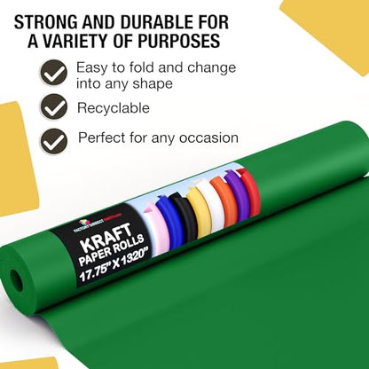 Crown Display Emerald Green Kraft Paper Roll - 17.75" X 1320" (110' Ft) - Perfect for Shipping & Packing - Craft Supplies - color: Emerald Green, size: 17.75" x 1320"