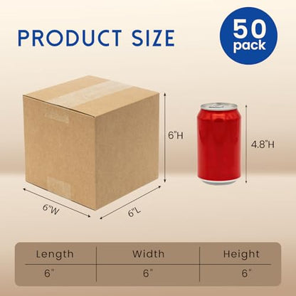 Mefleet 6x6x6" Shipping Boxes 50 Pack Small Corrugated Cardboard Box Brown - size: 6x6x6 inches (50 Pack)
