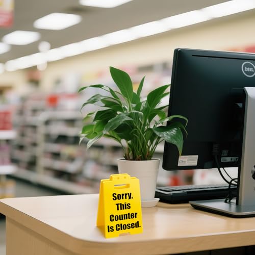 Checkout Counter Closed Sign - Sorry, This Counter is Closed, Mini Little Reminder Check out Check-out Desktop Shop Office Bank Restaurant Hotel Cafe Retail Business Cubicle Desk Accessories