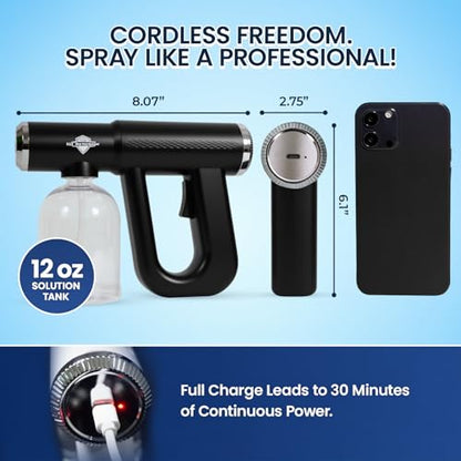 Nano Spray Gun, Cordless Barber Spray Bottle and Mist Atomizer, Black - color: Black