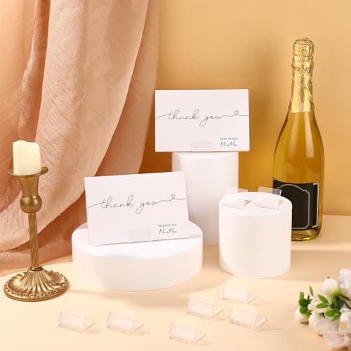 Chunful 12 Pcs Mini Acrylic Sign Holder 1.4 x 1.4 Inch Slant Back Table Number Holders Clear L Shape Price Name Label Display Stands for Party Office Store Retail Shop Store Wedding Display