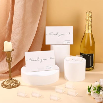 Chunful 12 Pcs Mini Acrylic Sign Holder 1.4 x 1.4 Inch Slant Back Table Number Holders Clear L Shape Price Name Label Display Stands for Party Office Store Retail Shop Store Wedding Display