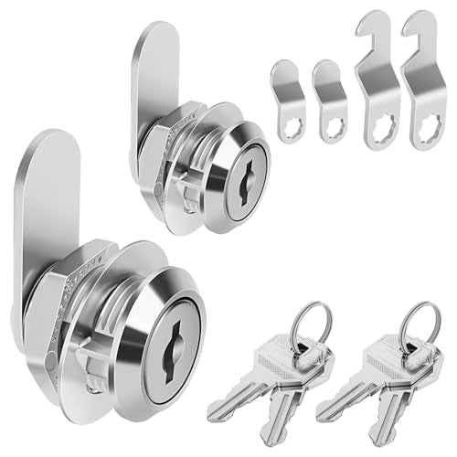 5/8" Cam Lock Keyed Different Cabinet Locks with Keys Secure Files Drawers RV Storage Locks Replacement Set, Zinc Alloy(Silver 2PCS,5/8 Inch) - size: 5/8 Inch