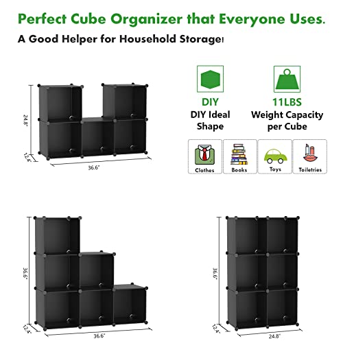 C&AHOME 6-Cube Storage Organizer Cube Shelf Closet Storage Bookcase, Black - color: Black