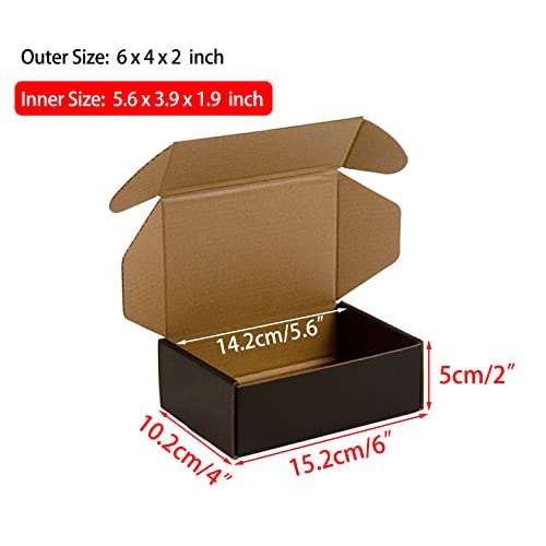 6x4x2 Inches Shipping Boxes Pack of 25, Packaging Corrugated Cardboard Mailer Boxes for Small Bussiness, Black - size: 6 x 4 x 2 inch