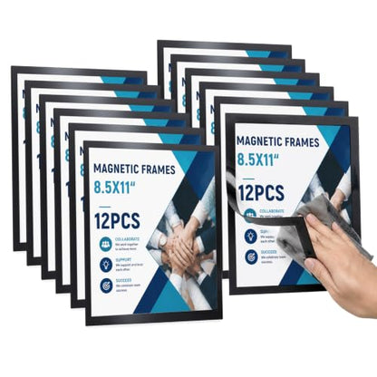 Magnetic Sign Holder, 8.5×11 Magnetic Paper Holder, 12-Pack,Black - color: Black, size: 8.5x11 - 12 Pack