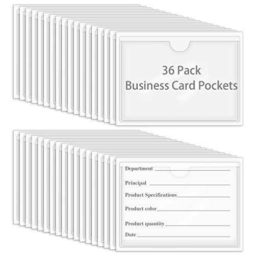 36 Pack Adhesive Index Card Pockets, Clear Top-Load Holders, 2.4 x 3.9 in - size: 2.4 x 3.9 Inches